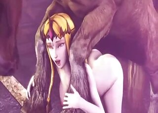 3D blonde with amazing curves gets fucked by a big dick stallion