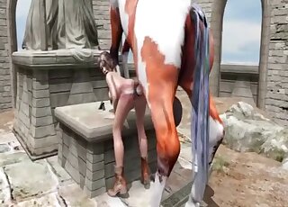 Animated girl ended up gaping after banged by huge horse cock