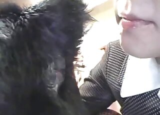 Japanese office babe fucked by a dog while her colleagues watching